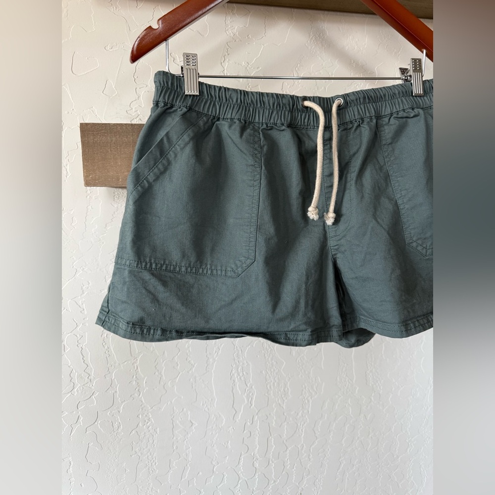 Pact|Women’s casual stretch waist shorts in organic cotton,deep teal color•Large - Picture 3 of 12